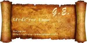 Gfrörer Emma névjegykártya